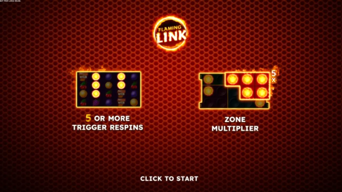Interface do jogo 40 Finest XXL Flaming Link em um dispositivo móvel