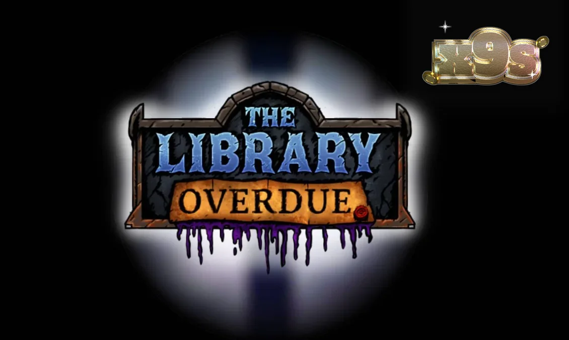 Cena sombria e gótica do slot The Library Overdue com símbolos de terror e atmosfera de biblioteca antiga.